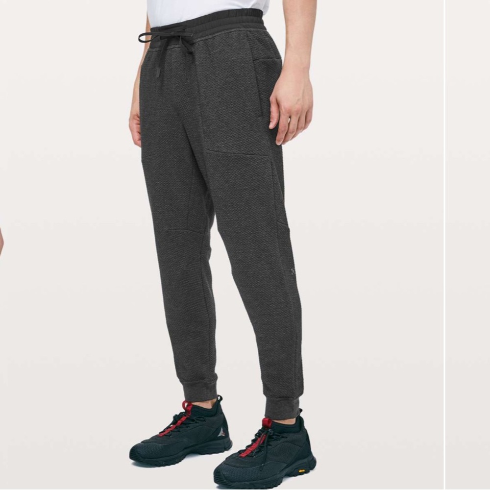 Lululemon At Ease Jogger Heathered Black Textured Gym Athleisure Workout-Small